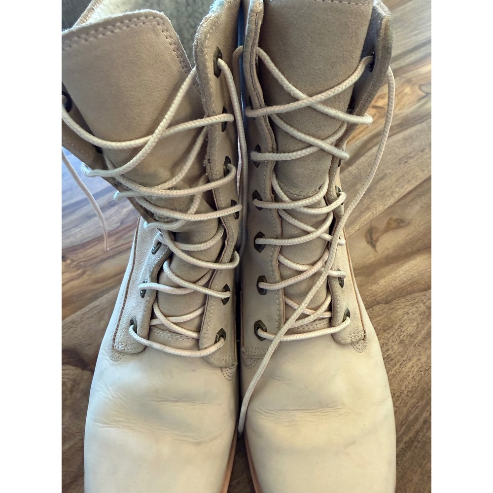 Timberland Womens Cream Suede Leather Shearling Lined Lace Up Boots Size 7 - Picture 11 of 12